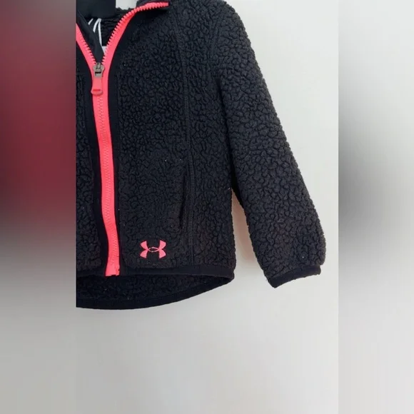 Toddler Under Armour Black Jacket with Neon Pink Details - Picture 2 of 4